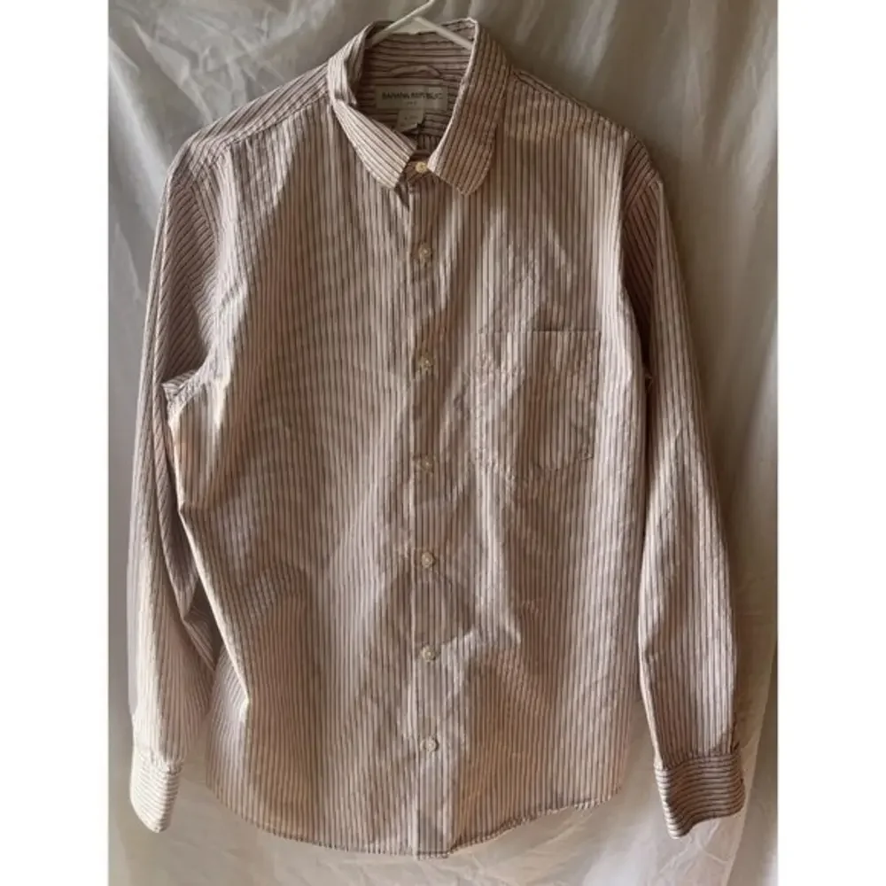 Banana Republic Mens Striped Cotton Button Down Shirt Large 16-16.5